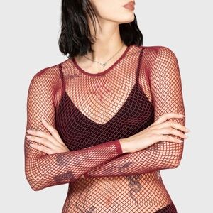 KillStar Hellrazor Fishnet Top Burgundy